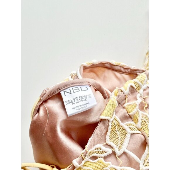 NBD Donna Sunshine Yellow Floral Broderie Anglaise Lace Midi Slip Dress, Size S - Picture 13 of 14